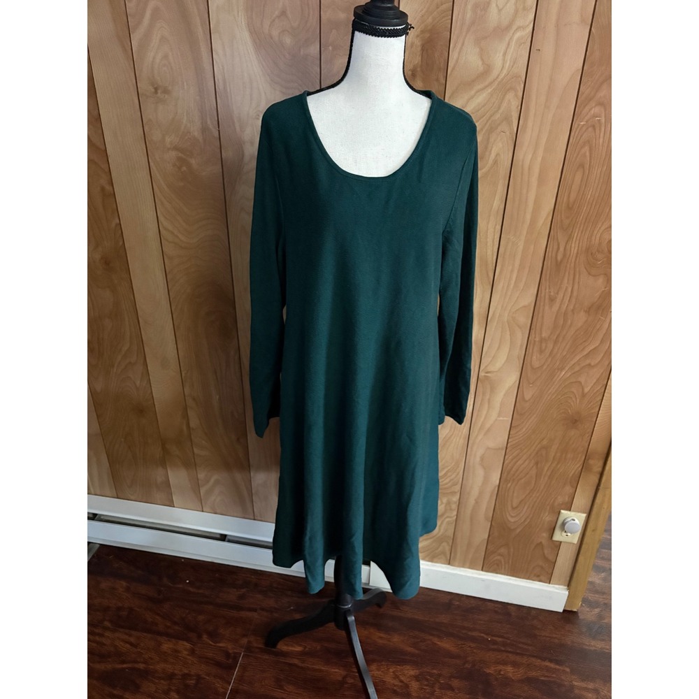 J. Jill Womens XL Forest Green Cotton Yak Hair Blend Long Sleeve Sweater Dress